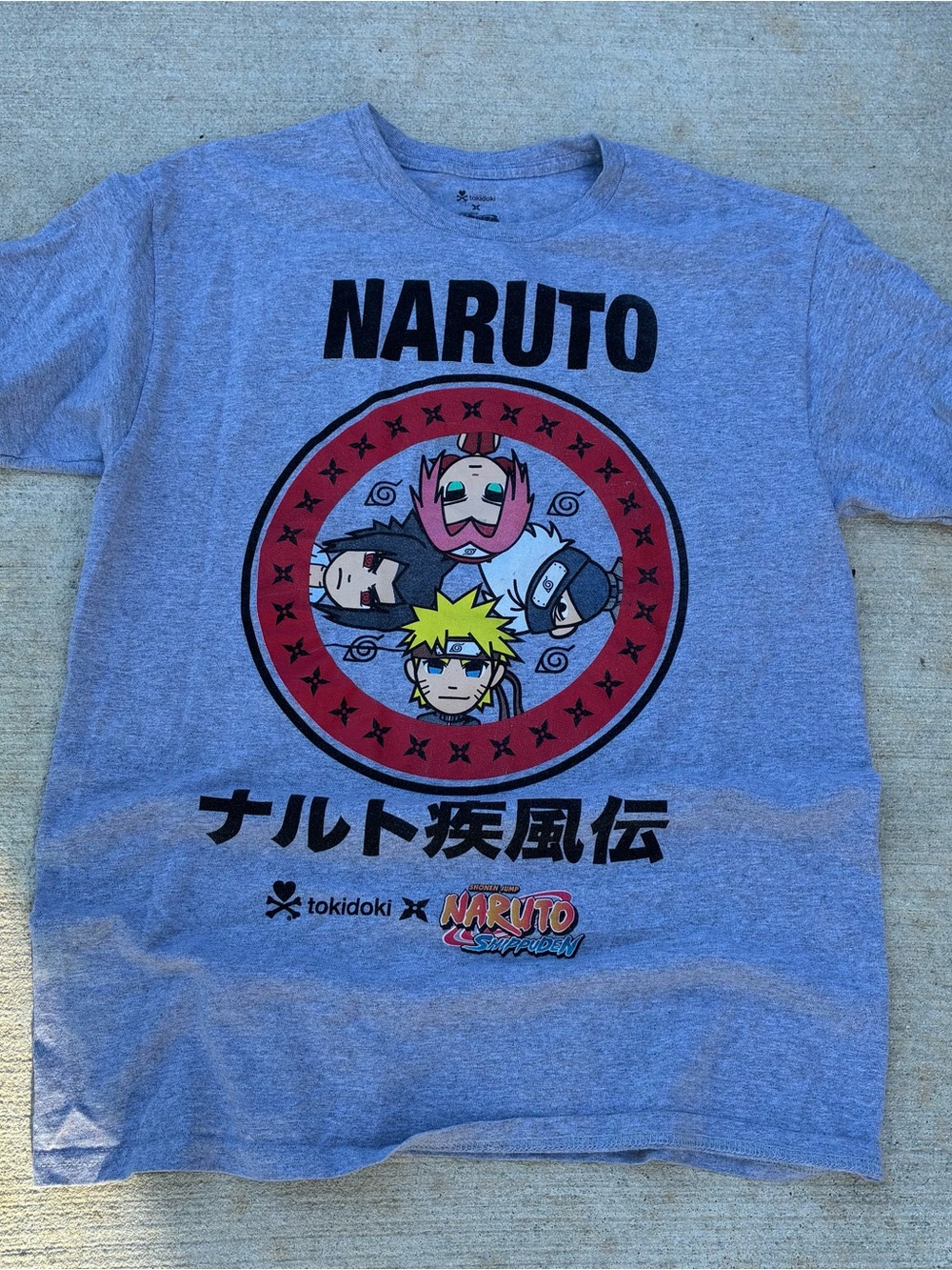 RARE Y2K Tokidoki x Naruto Shippuden Grey Graphic Tee Size M